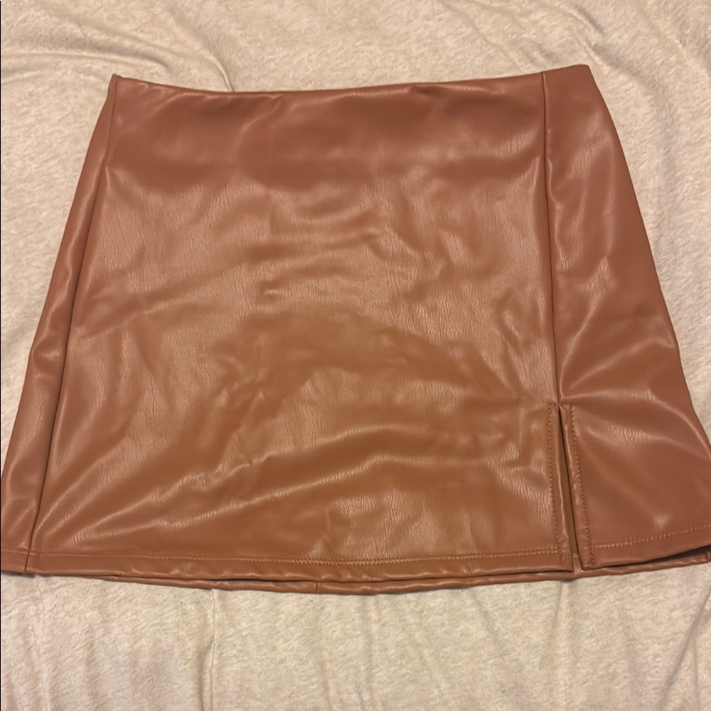 Altar’d State Brown Leather Mini Skirt